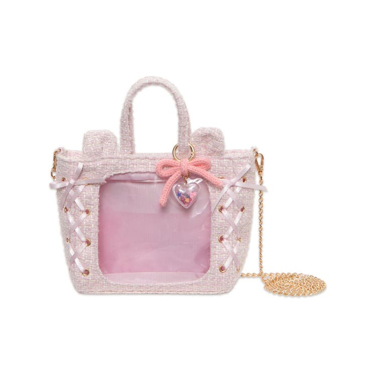 Ｌピンク | 耳付きツイードレースアップミニぬいショルダー | WEGO【WOMEN】