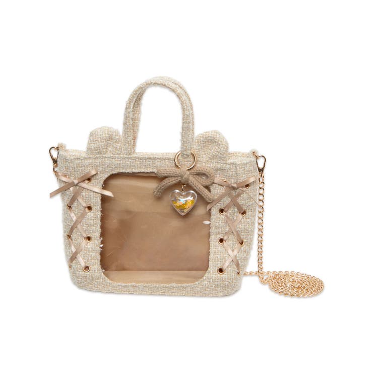 ベージュ | 耳付きツイードレースアップミニぬいショルダー | WEGO【WOMEN】