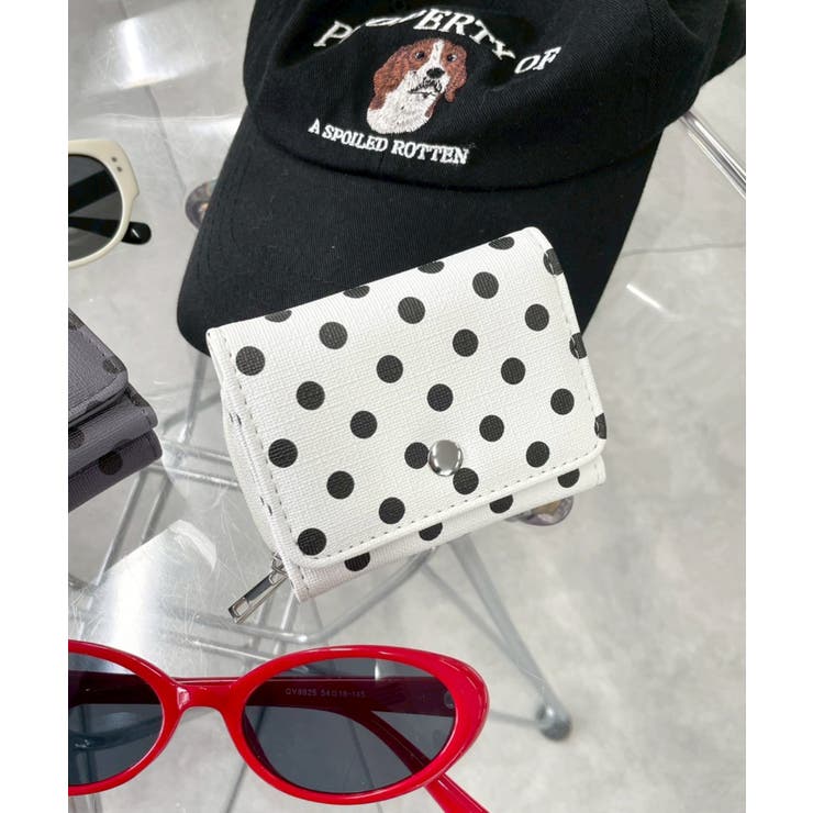 柄2ドットホワイト | シンプルフラップミニウォレット | WEGO【WOMEN】