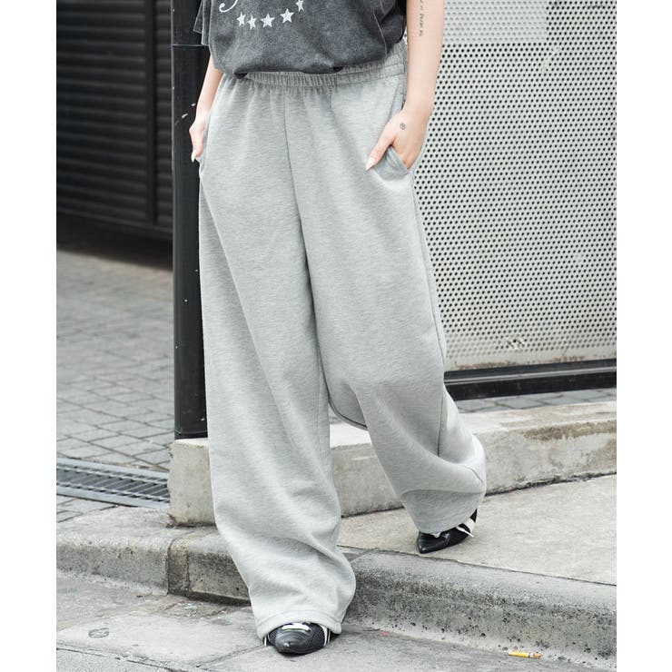 杢グレー | ライトスウェットワイドパンツ | WEGO【WOMEN】