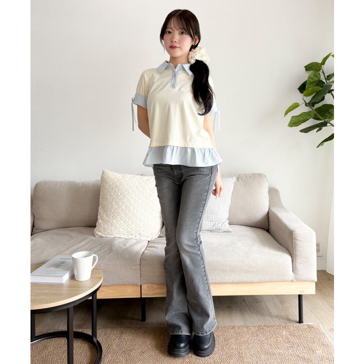 ヘムフリルシャツドッキングTシャツ | WEGO【WOMEN】 | 詳細画像2 