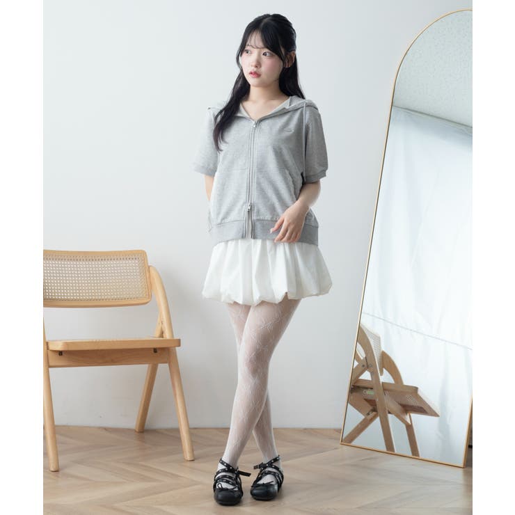 レースパイピング半袖パーカー | WEGO【WOMEN】 | 詳細画像2 