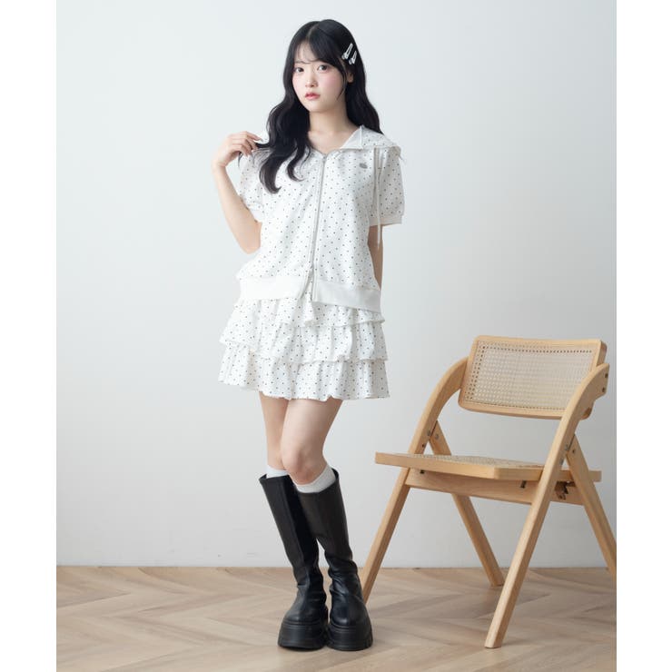 レースパイピング半袖パーカー | WEGO【WOMEN】 | 詳細画像3 