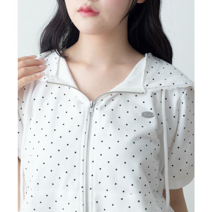 レースパイピング半袖パーカー | WEGO【WOMEN】 | 詳細画像4 