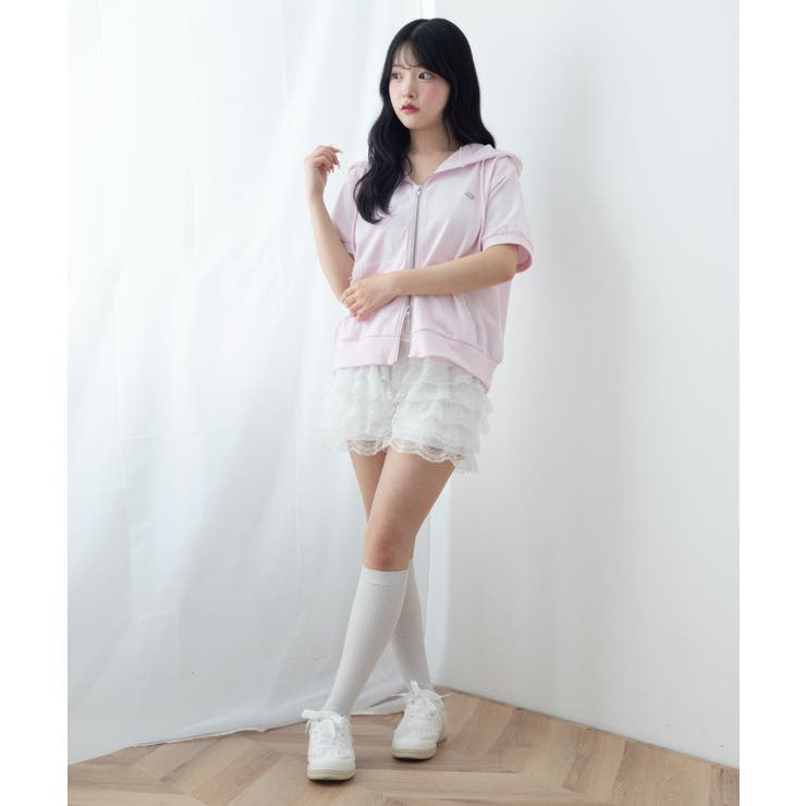 レースパイピング半袖パーカー | WEGO【WOMEN】 | 詳細画像11 
