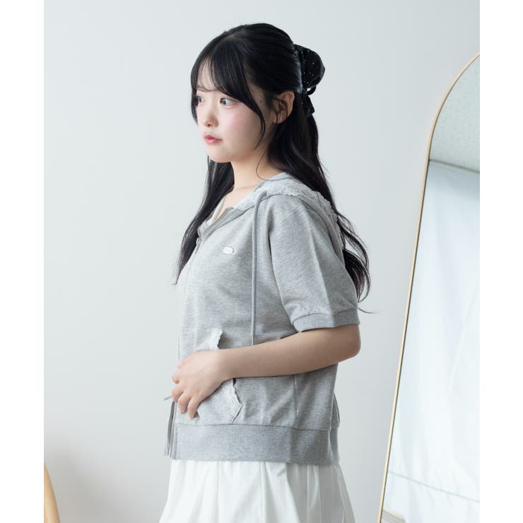 レースパイピング半袖パーカー | WEGO【WOMEN】 | 詳細画像13 