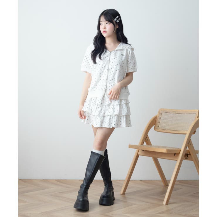 レースパイピング半袖パーカー | WEGO【WOMEN】 | 詳細画像21 