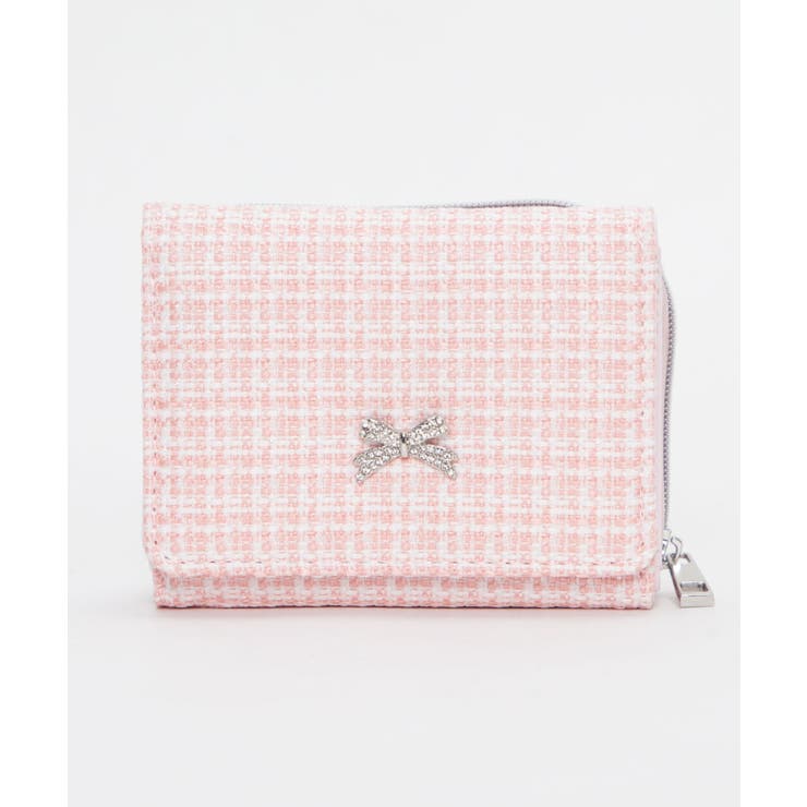 ピンク | ビジューリボンツイードウォレット | WEGO【WOMEN】