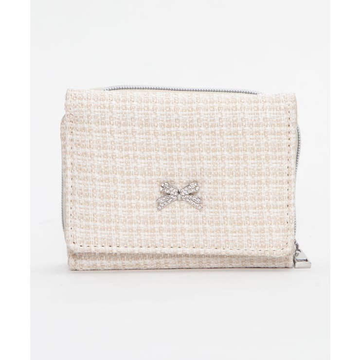 ベージュ | ビジューリボンツイードウォレット | WEGO【WOMEN】