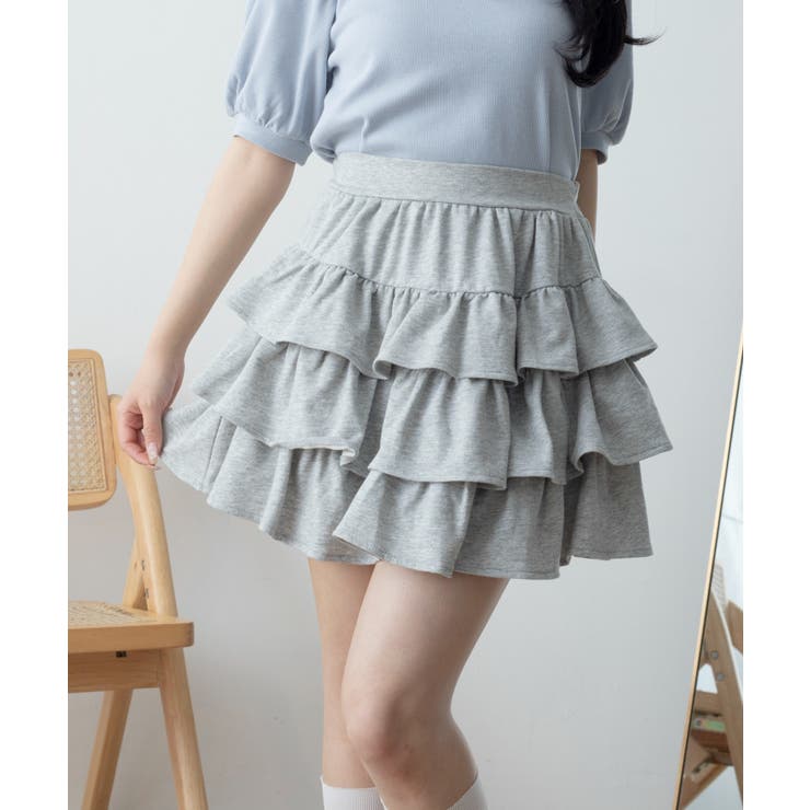 グレー | 3段フリルティアードスカート | WEGO【WOMEN】