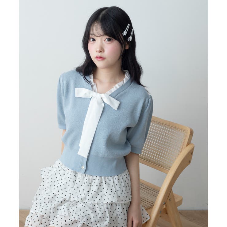 サックス | リボンニットカーデ | WEGO【WOMEN】