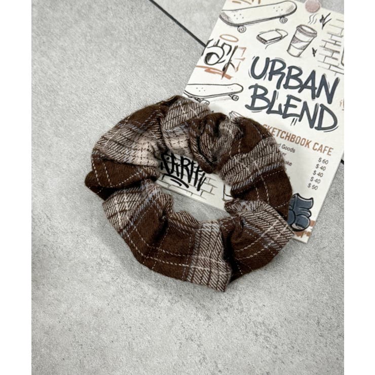 ブラウンチェック | Lパターンミニシュシュ | WEGO【WOMEN】