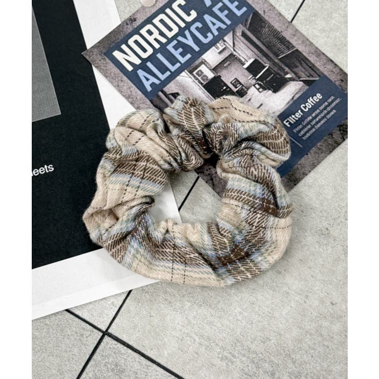ホワイトチェック | Lパターンミニシュシュ | WEGO【WOMEN】