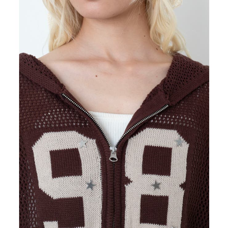 ナンバリングメッシュニットパーカー | WEGO【WOMEN】 | 詳細画像4 