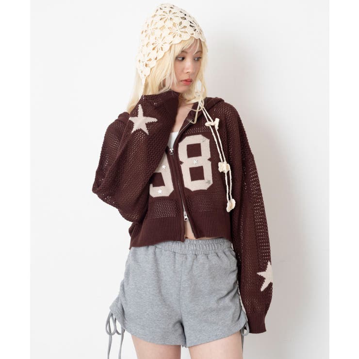 ナンバリングメッシュニットパーカー | WEGO【WOMEN】 | 詳細画像8 