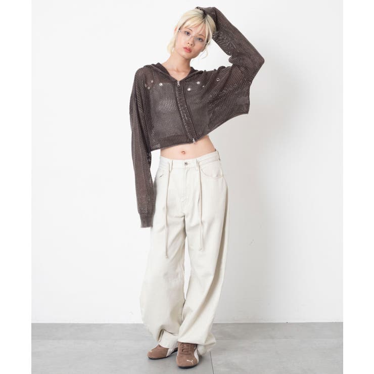 ハトメメッシュニットショートパーカー | WEGO【WOMEN】 | 詳細画像1 