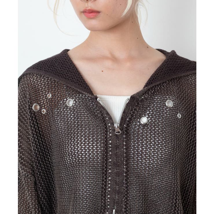 ハトメメッシュニットショートパーカー | WEGO【WOMEN】 | 詳細画像4 