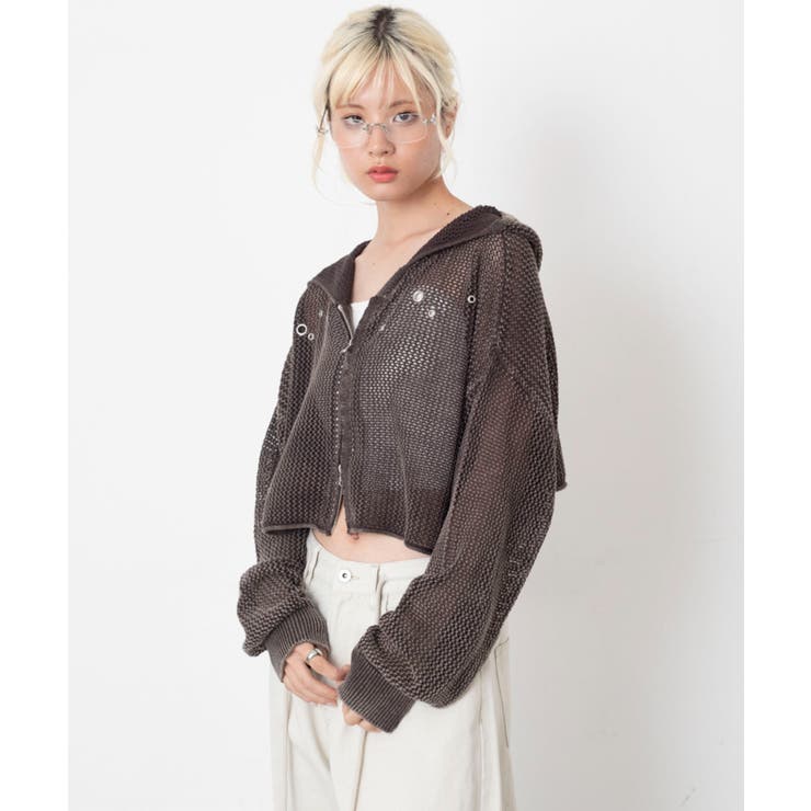 ハトメメッシュニットショートパーカー | WEGO【WOMEN】 | 詳細画像9 