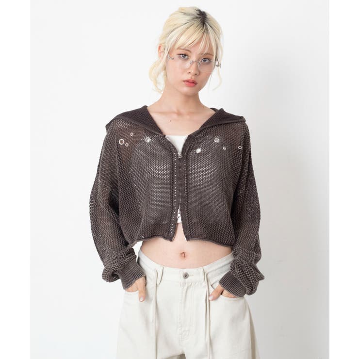 ハトメメッシュニットショートパーカー | WEGO【WOMEN】 | 詳細画像10 
