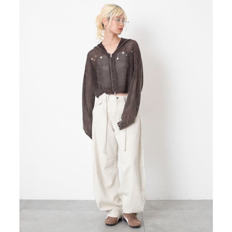 ハトメメッシュニットショートパーカー | WEGO【WOMEN】 | 詳細画像13 