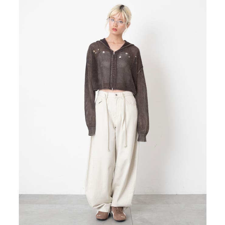 ハトメメッシュニットショートパーカー | WEGO【WOMEN】 | 詳細画像14 