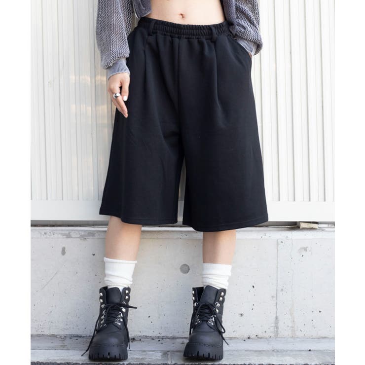 ブラック | タックスウェットハーフパンツ | WEGO【WOMEN】