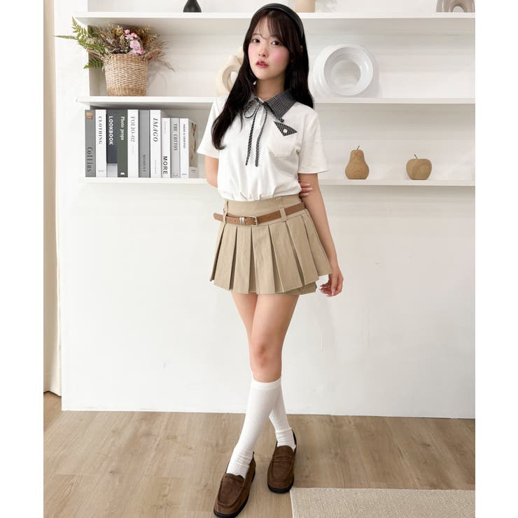 チェックキリカエリボンタイTシャツ | WEGO【WOMEN】 | 詳細画像1 