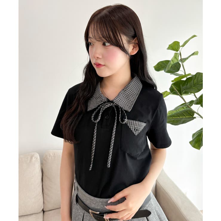 チェックキリカエリボンタイTシャツ | WEGO【WOMEN】 | 詳細画像12 