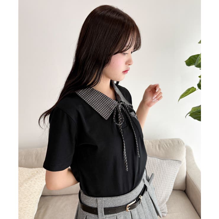 チェックキリカエリボンタイTシャツ | WEGO【WOMEN】 | 詳細画像13 