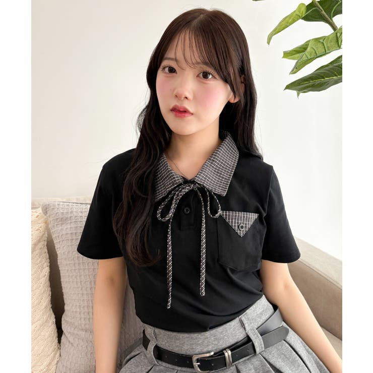 チェックキリカエリボンタイTシャツ | WEGO【WOMEN】 | 詳細画像14 