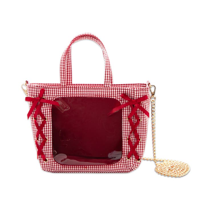 レッド | ギンガムレースアップミニぬいショルダー | WEGO【WOMEN】