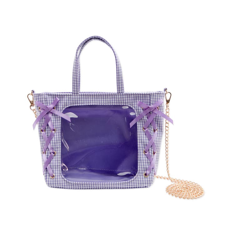 Lパープル | ギンガムレースアップミニぬいショルダー | WEGO【WOMEN】