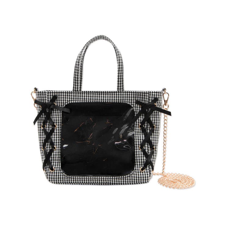 ブラック | ギンガムレースアップミニぬいショルダー | WEGO【WOMEN】
