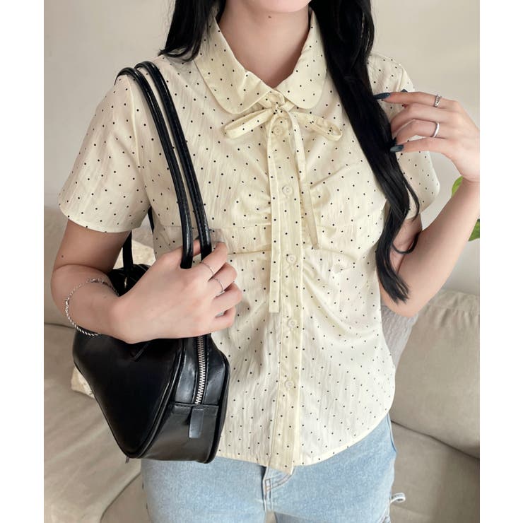 アイボリードット | ギャザーデザインシャツ | WEGO【WOMEN】