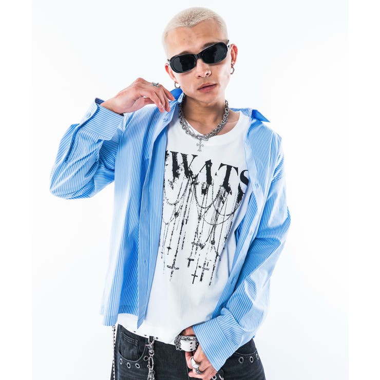 ブルーストライプ | クロップドシャツ(LS) | WEGO【MEN】