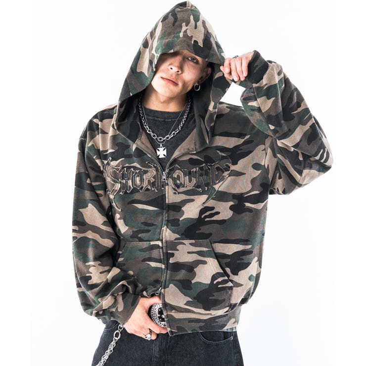 柄1 | ブリーチダメージアップリケZIPパーカー | WEGO【MEN】