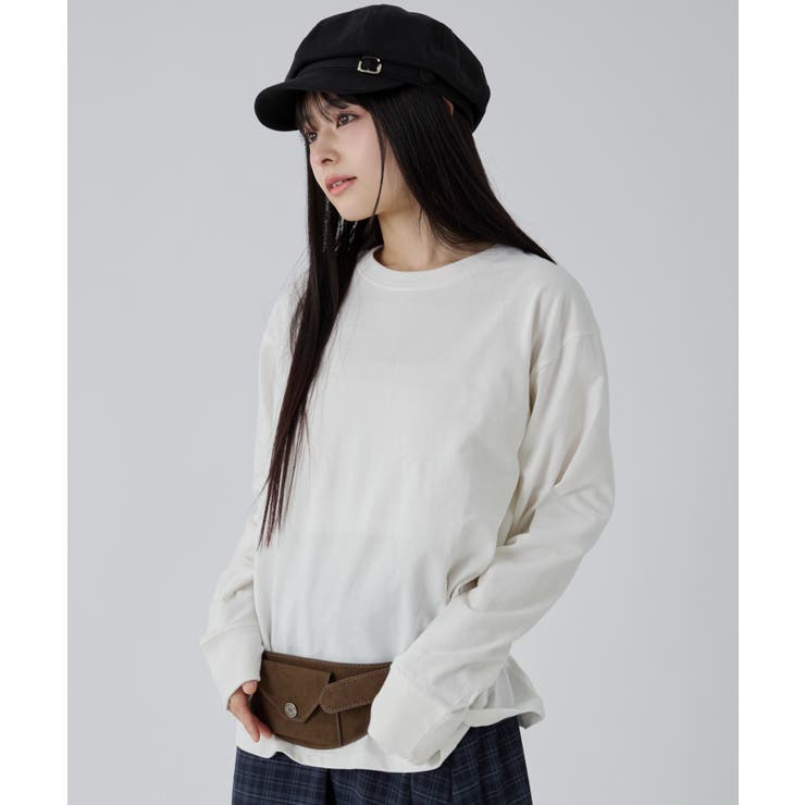 ホワイト | クルーネックコットンT(LS) | WEGO【MEN】
