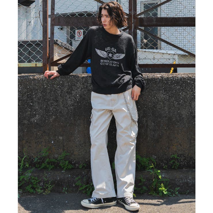 ステンシルロゴグラフィックニットプルオーバー | WEGO【MEN】 | 詳細画像2 