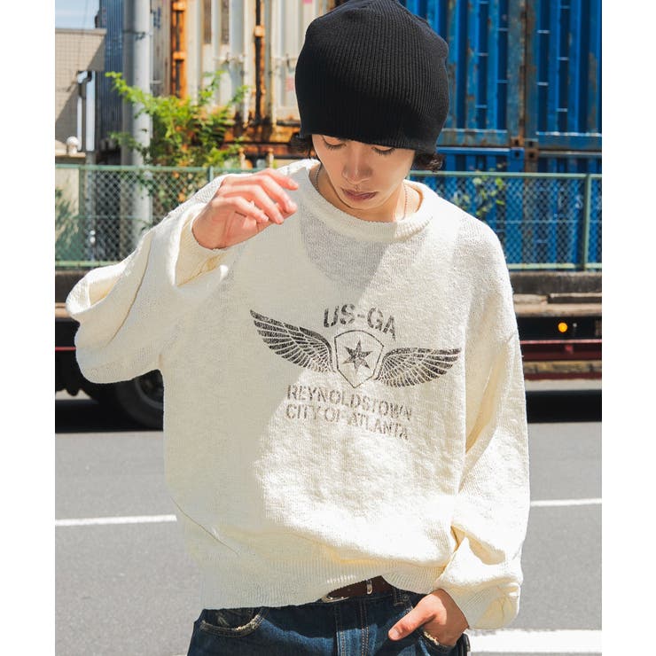 ステンシルロゴグラフィックニットプルオーバー | WEGO【MEN】 | 詳細画像9 