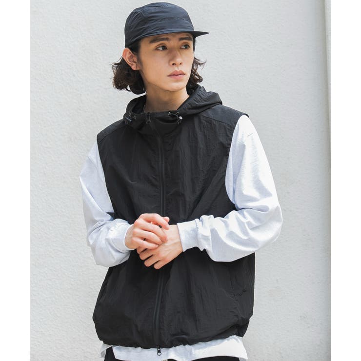 フードナイロンベスト | WEGO【MEN】 | 詳細画像9 