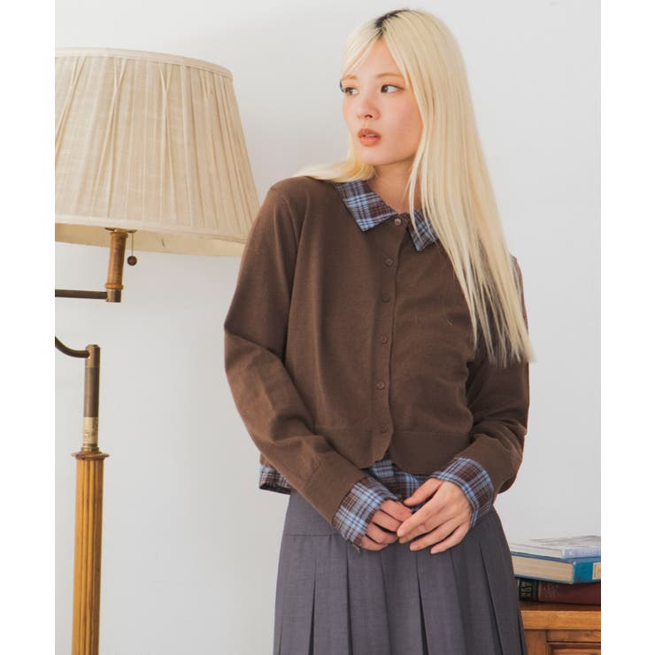 シャツレイヤードカーディガン | WEGO【WOMEN】 | 詳細画像7 