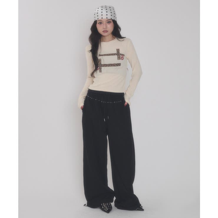 スタッズワイドスウェットパンツ | WEGO【WOMEN】 | 詳細画像1 