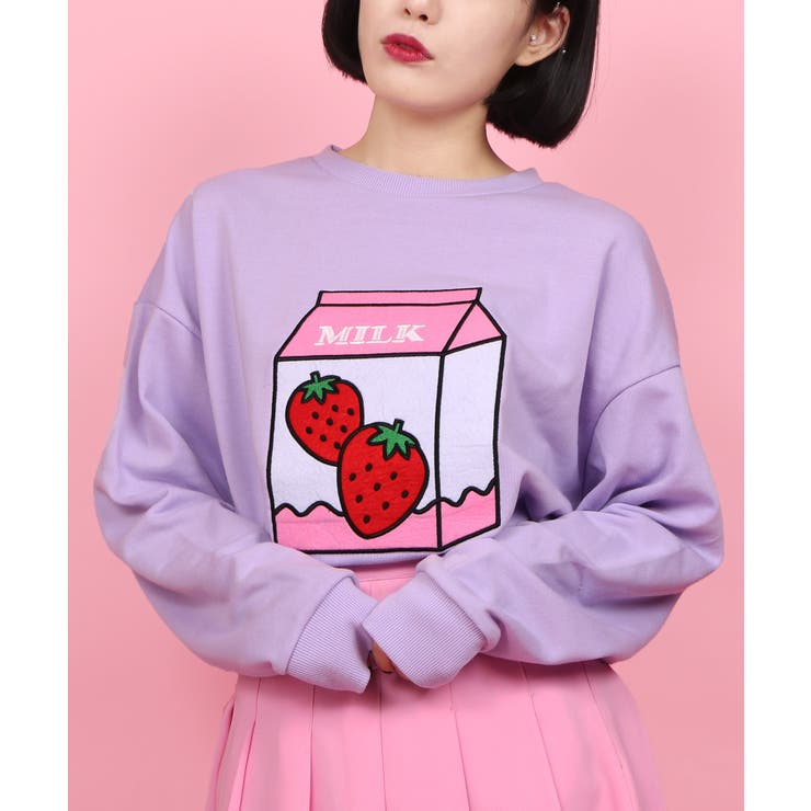 WC】イチゴミルクワッペンスウェット[品番：WG010071158]｜WEGO【WOMEN 