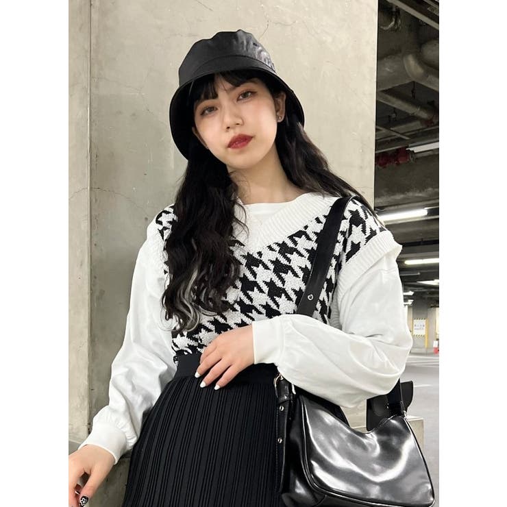 WC】千鳥柄ニットベスト[品番：WG010077979]｜WEGO【WOMEN】（ウィゴー