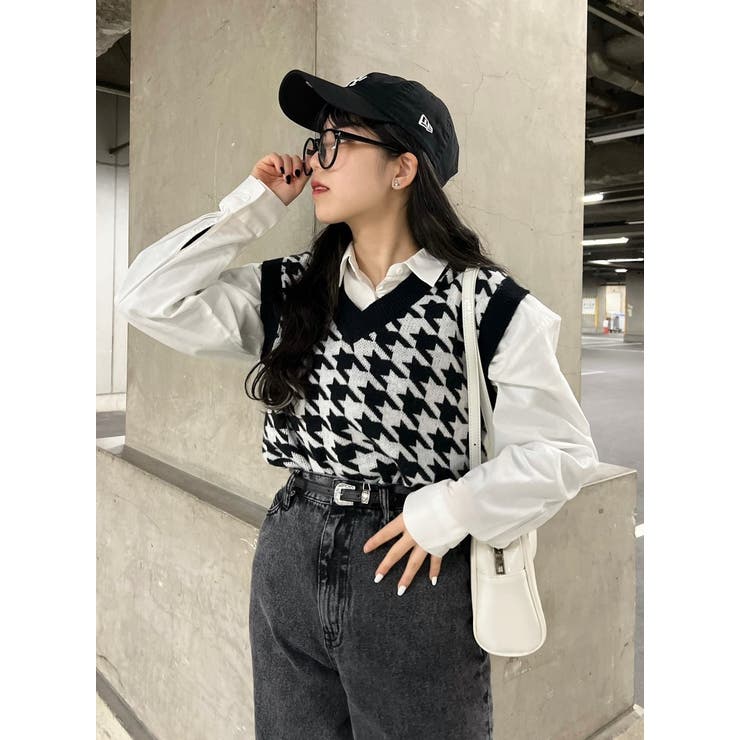 WC】千鳥柄ニットベスト[品番：WG010077979]｜WEGO【WOMEN】（ウィゴー