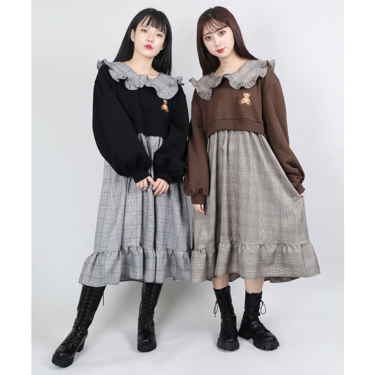 新品ディディジジしろくまワンピース くま葡萄プリントミディワンピース｜ピンクハウスオフィシャル