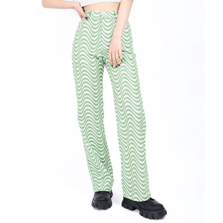 グリーン | 【WC】ウェーブデザインパンツ 韓国 韓国ファッション | WEGO【WOMEN】