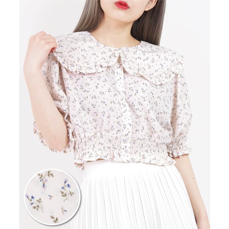 WC】花柄ショートスリーブブラウス [品番：WG010078993]｜WEGO【WOMEN】（ウィゴー）のレディースファッション通販｜SHOPLIST（ショップリスト）