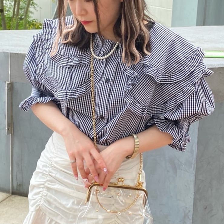 【WC】ダブルフリル半袖ブラウス 韓国 韓国ファッション
