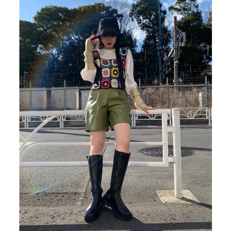 G/FORE レディース ベスト ブラック　ウール＆カシミア WC】クロシェニットベスト[品番：WG010081768]｜WEGO【WOMEN
